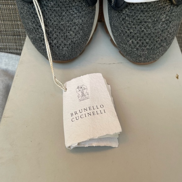 NWT Brunello Cucinelli Leather Knit Women Sock Sneakers Size 36 - Picture 4 of 9